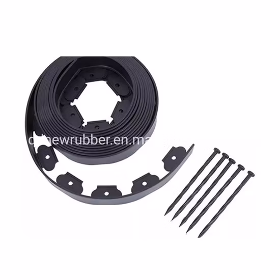 Borda de paisagem de 20m, resistente ao frio, cama de jardim, borda de gramado, borda de cerca para pátio, pavimento, decoração de jardim de borracha com 30 pinos